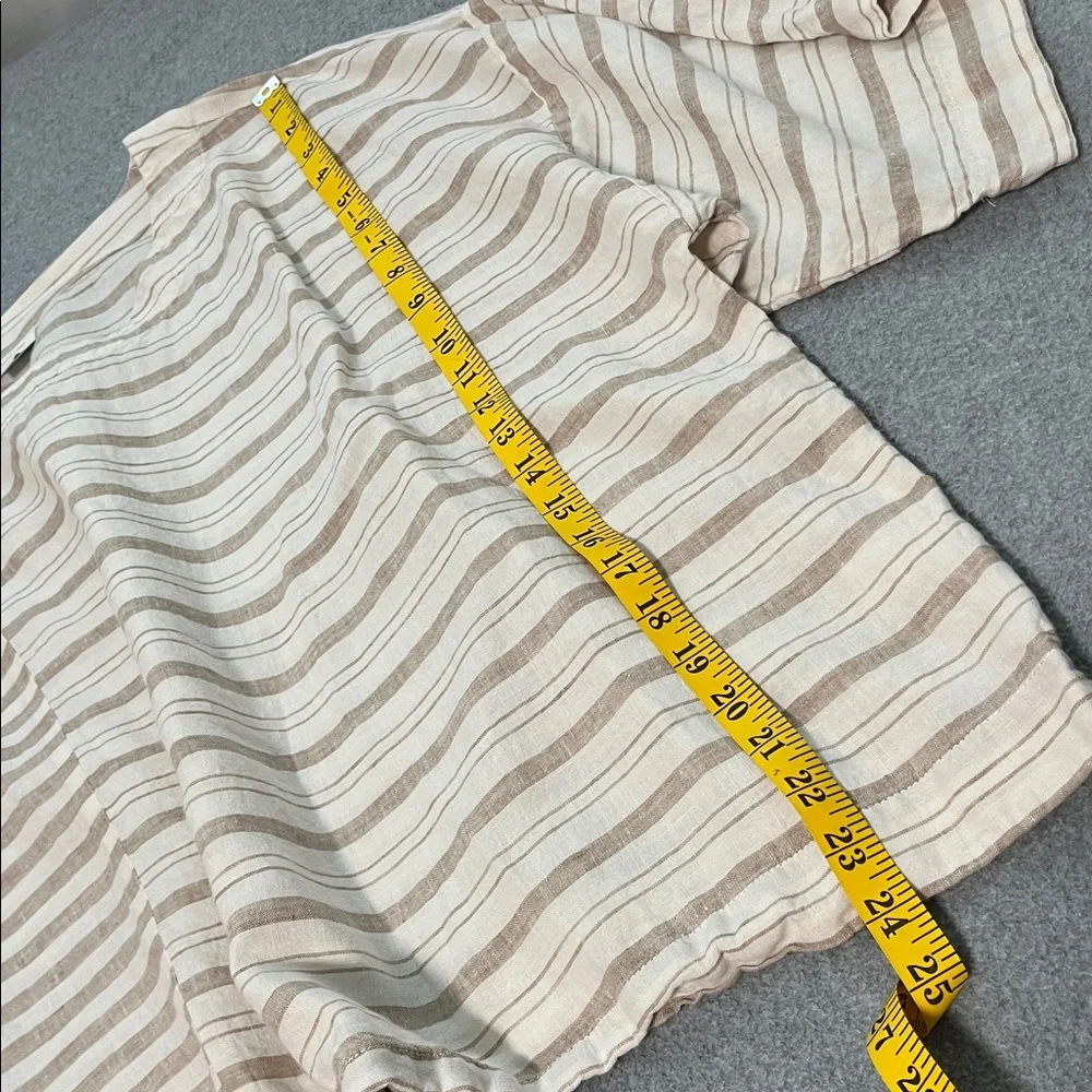 PureJill Lagenlook Linen Top XL Petite Boho Striped Boxy Quiet Luxury Coastal